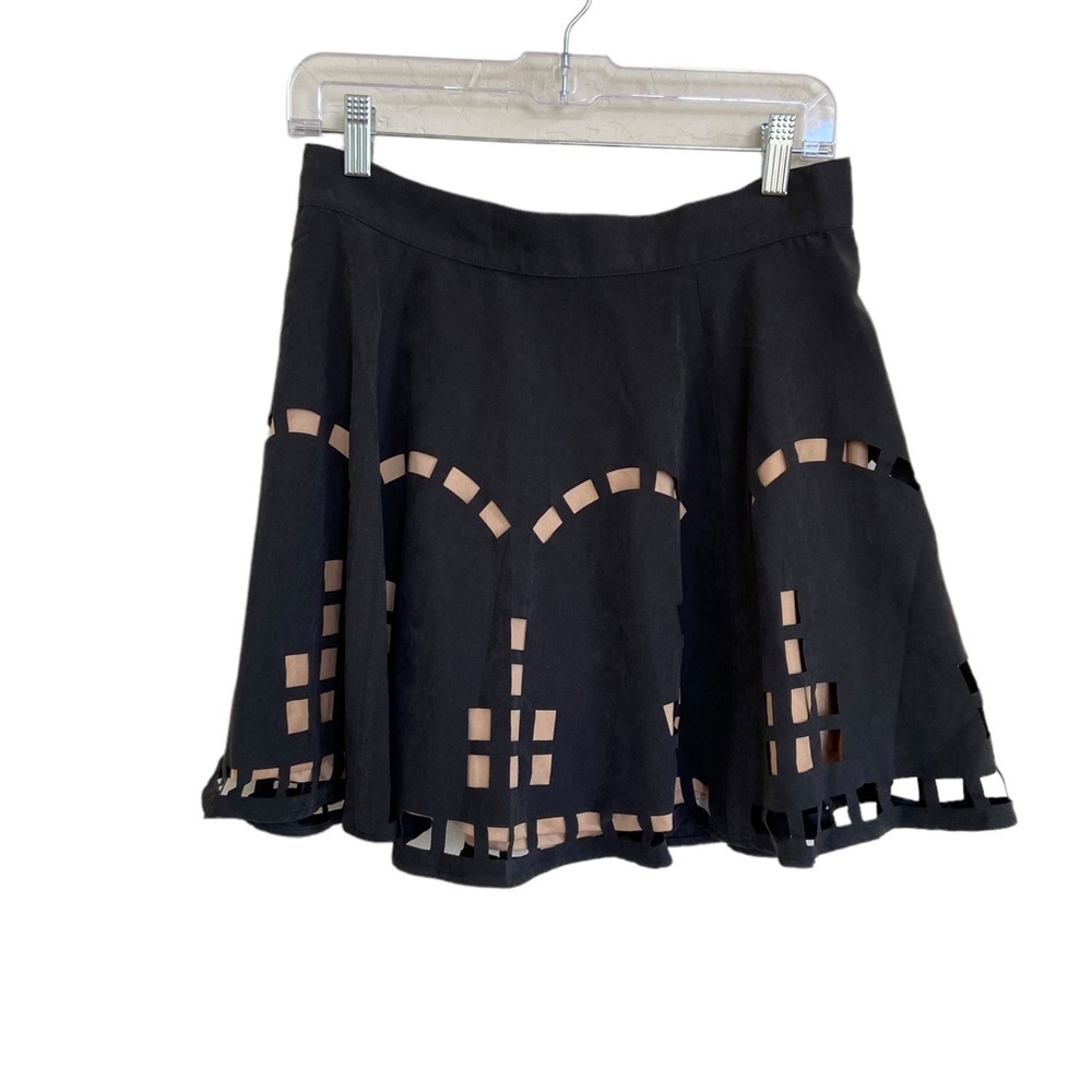 Kaii Mini Flare Zippered Black Skirt
